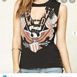 Forever 21 Distressed Biker Tee